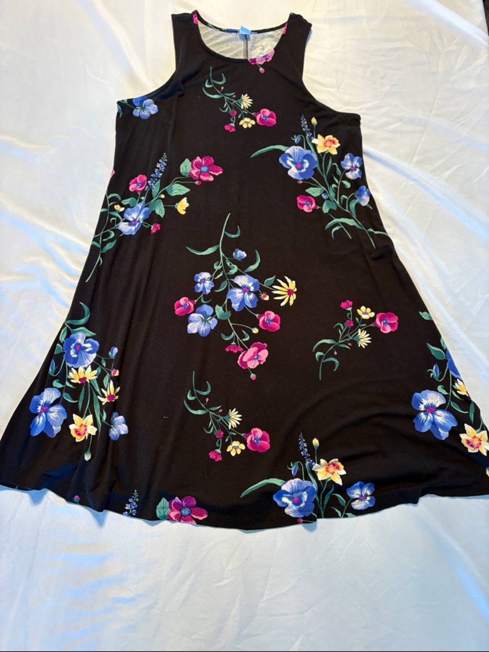 Old Navy Black Floral Scoop Neck Dress
